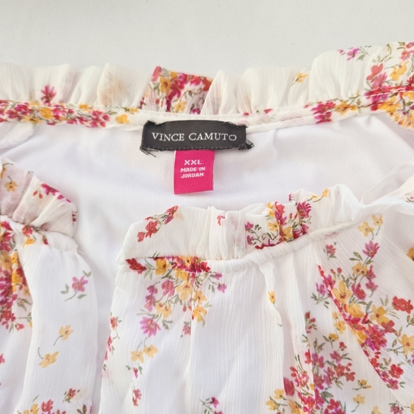 🏷️VINCE CAMUTO Georgette White Floral Long sleeve Shift Dress XXL - Picture 10 of 14